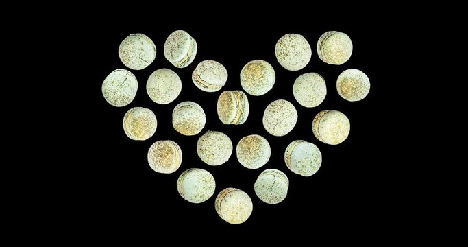 Love Macarons, fly falling macaroon. Alpha Channel