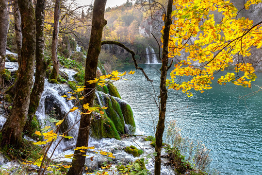 Waterfall of Plitvice lakes National Park, Plitvicka Jezera, Karlovac, Croatia