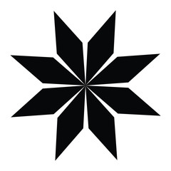 A black and white vector silhouette of a snowflake