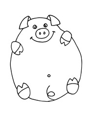 Vector hand drawn doodle sketch Pig outline picture