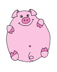 Vector hand drawn doodle sketch Pig outline picture