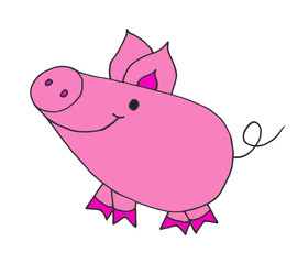 Vector hand drawn doodle sketch Pig outline picture