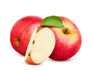 Red juicy apple isolated on white background, clipping path, full depth of field