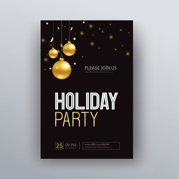 Vector illustration design for holiday party and happy new year party invitation flyer and greeting card template	