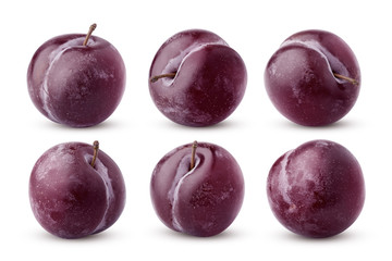 plum isolated on white background, clipping path, full depth of field