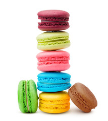 macaroons isolated on white background, clipping path, full depth of field