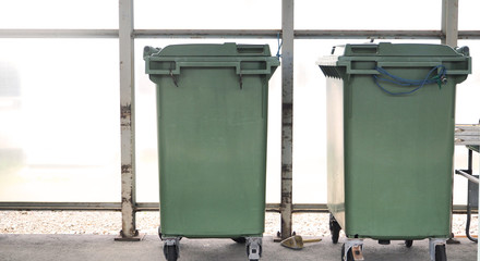 Bins or garbages with green color in japan.