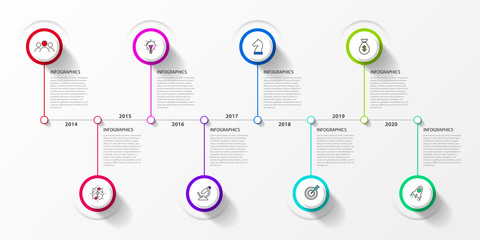 Infographic design template. Timeline concept with 8 steps