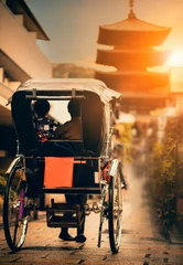 Keuken foto achterwand Japan  rickshaw in narrow street of yasaka shrine one of most popular traveling destination in kyoto japan