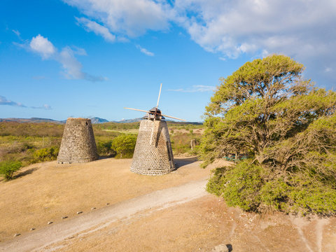 Panoramic elevated view of Betty's Hope, Antigua, Antigua and Barbuda, Caribbean, Leeward Islands, West Indies