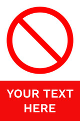 NO SIGN. Red vertical banner with copy space for text. Vector.