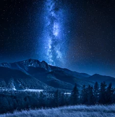 Crédence de cuisine en verre imprimé Nuit Milky way over Tatra Mountains at night in Zakopane, Poland