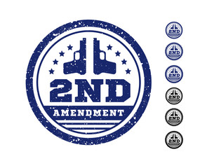 Second Amendment to the US Constitution on the authorization to bear arms. Stamp, seal. illustration
