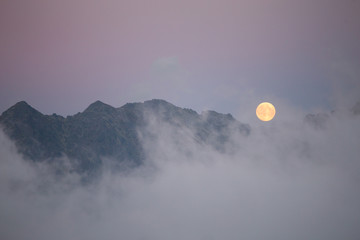 Moon over the mountains, Tatry, Poland