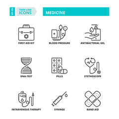 Thin line icons. Medicine