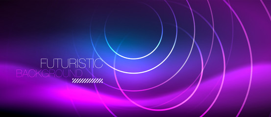Neon glowing circles background
