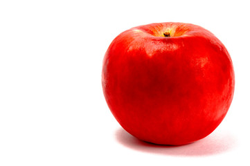 Closeup red apple on white background, isolate.