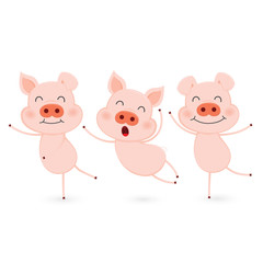 Set of  Cute pigs.