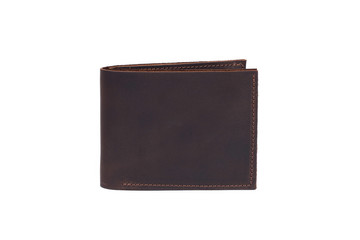 Leather wallet on a white background, isolated. It can be used as a background