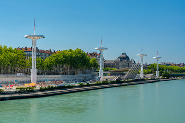 Panoramic vieux over the Rhone River in Lyon, France