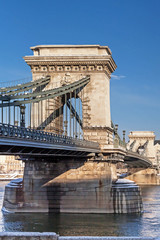 Lanchid or Chain bridge in Budapest at winter