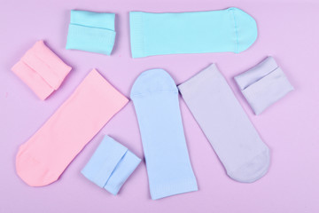 Colorful collection of cotton socks.