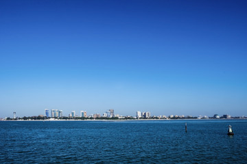 Amazing view of the ocean and the city of Dar es Salaam from the ferry on a sunny day Tanzania