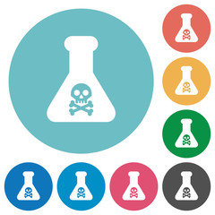 Dangerous chemical experiment flat round icons