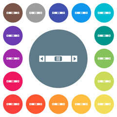 Horizontal scroll bar flat white icons on round color backgrounds