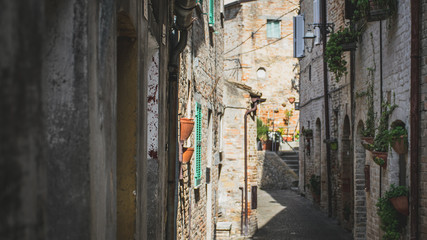 A little street in Monterubbiano, Le Marche, Italy