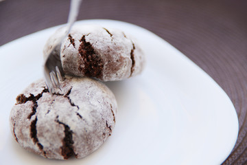 Chocolate cookies on plate