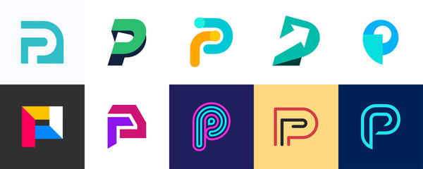 Set of letter P logo. Icon design. Template elements - Collection of vector sign