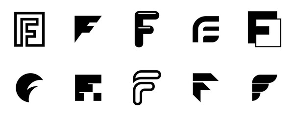 Set of letter F logo. Icon design. Template elements - Collection of vector sign