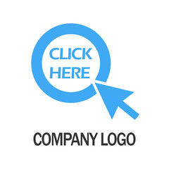 click here with arrow company logo design template, Business illustration vector icon