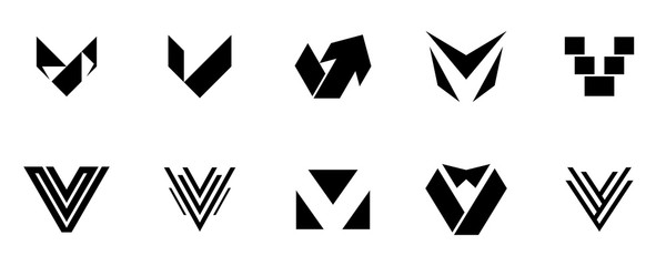 Set of letter V logo. Icon design. Template elements - Collection of vector sign