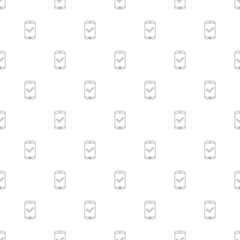 Mobile approve background from line icon. Linear vector pattern. Vector illustration	