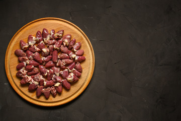 chicken hearts are a fresh product. Top view