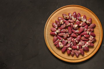 chicken hearts are a fresh product. Top view