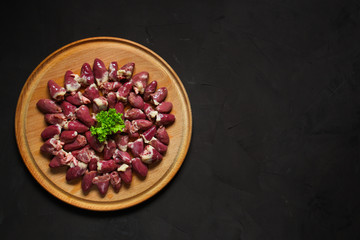 chicken hearts are a fresh product. Top view