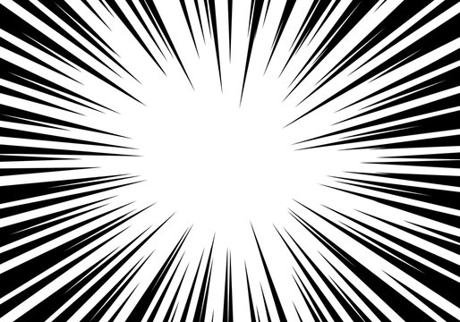 Radial zoom speed line black on white for comic background vector illustration.
