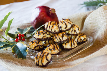 Typcial traditional German coconut biscuits for the Christmas holidays called 