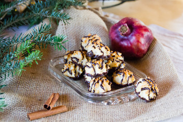 Typcial traditional German coconut biscuits for the Christmas holidays called 