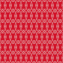 Ornamental Geometric Swirls on Red