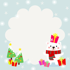 Obraz na płótnie Canvas Cute polar bear and Christmas gifts background.