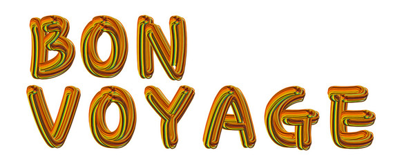 Bon Voyage - golden tetxt written on white background