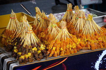 Malaysian famous traditional food called sate. Meat or chicken marinate with mix spices and grill...