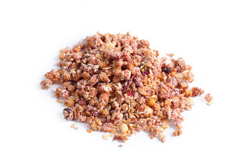 Granola healthy breakfast isolated on white background