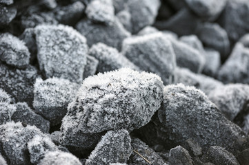 Frozen coal pile.