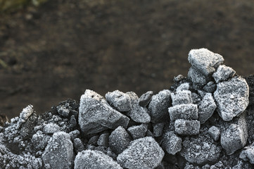 Frozen coal pile.