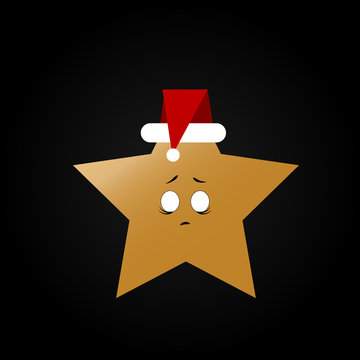 New year greeting card. Christmas card with smile emoticon with santa claus hat.